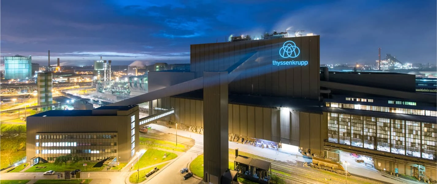 Thyssenkrupp steel plant at night